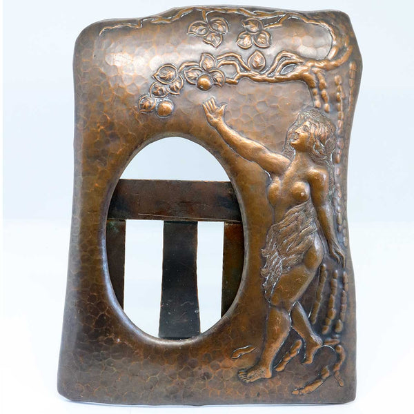 Swedish Art Nouveau/Jugendstil Hammered and Repousse Copper Desk Easel Frame