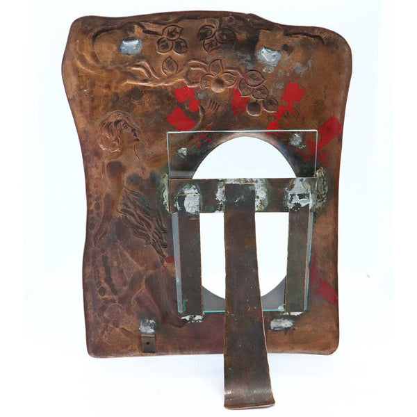 Swedish Art Nouveau/Jugendstil Hammered and Repousse Copper Desk Easel Frame
