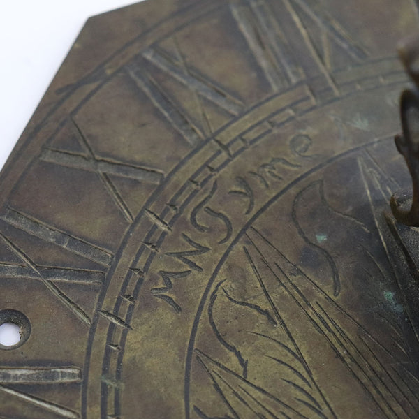 Small English Patinated Bronze Octagonal Tyme Flies Garden Sundial