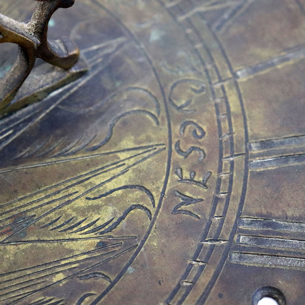 Small English Patinated Bronze Octagonal Tyme Flies Garden Sundial