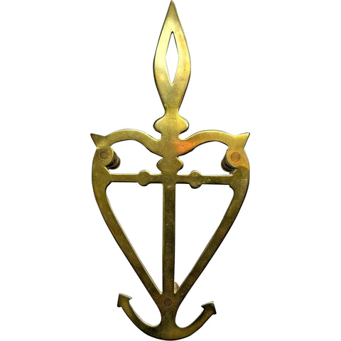 English Brass Flat Iron Maritime Anchor Trivet Stand