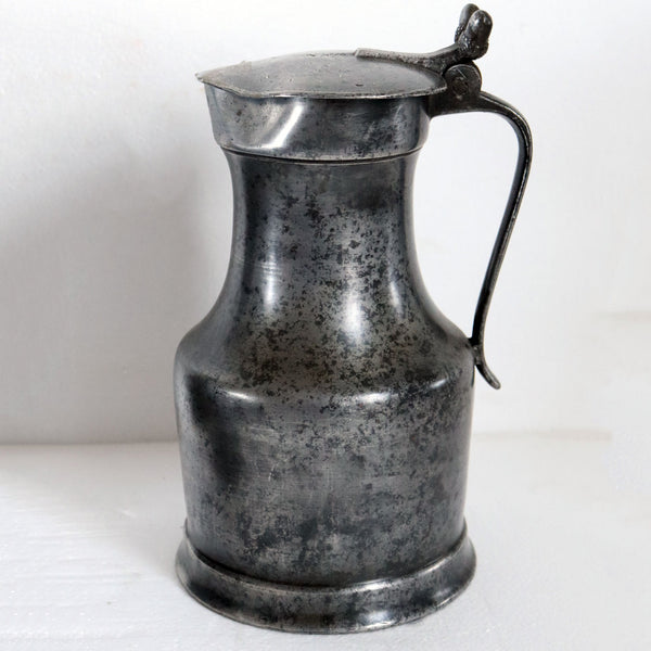 Vintage Set of Six French Pewter Graduated Flagon Wine Jugs