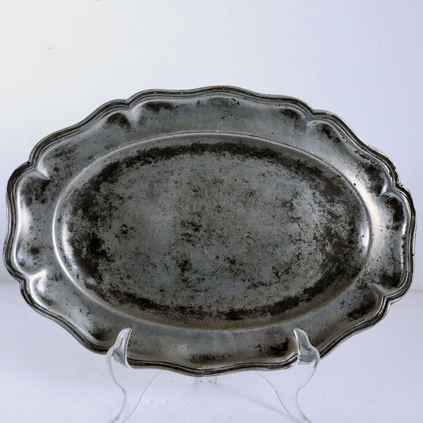 Pewter Oval Wavy Edge Multi-Reed Serving Platter