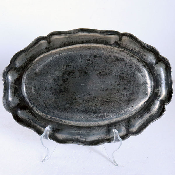 Pewter Oval Wavy Edge Multi-Reed Serving Platter