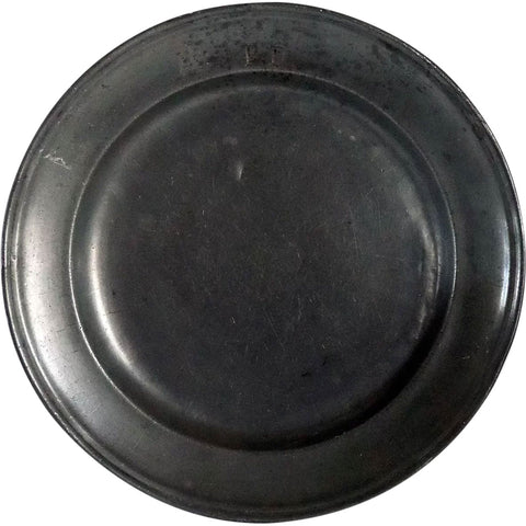 Large Continental Pewter Round Reeded Edge Plate