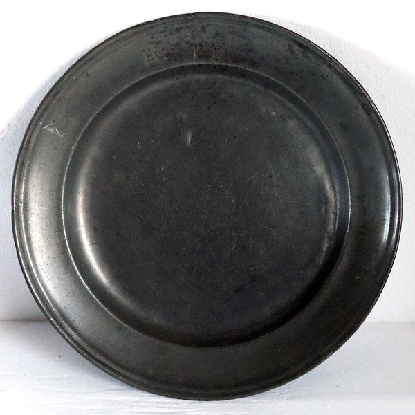 Large Continental Pewter Round Reeded Edge Plate