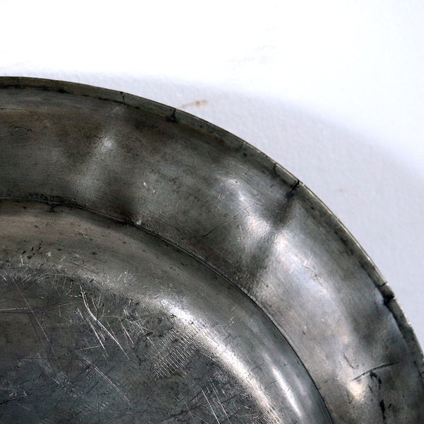 Large Pewter Reeded Edge Charger Plate