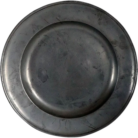 Large Continental Pewter Single-Reeded Plate