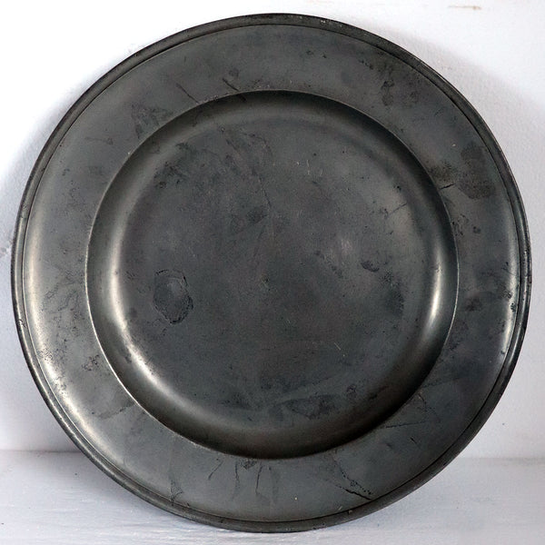 Large Continental Pewter Single-Reeded Plate