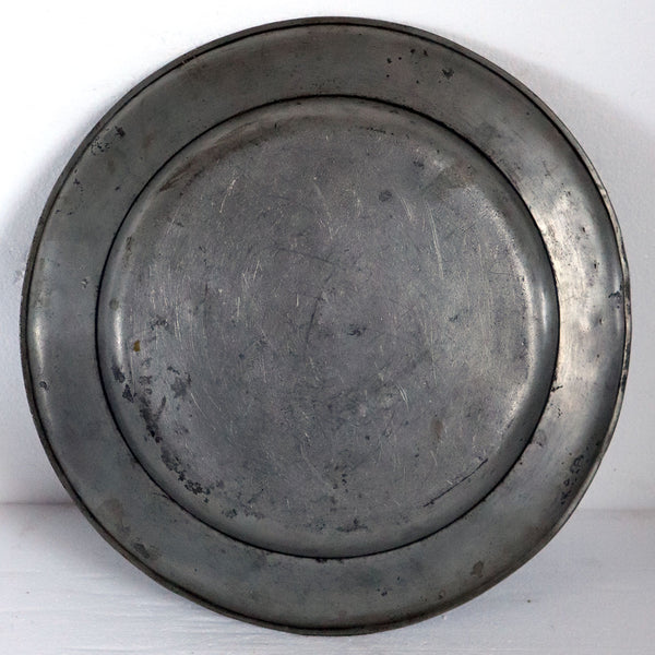 Large Continental Pewter Single-Reeded Plate