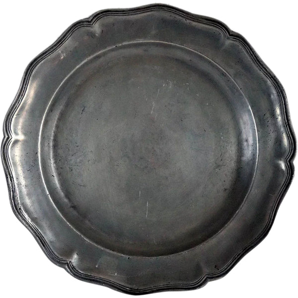 Large European Pewter Wavy Edge Multi-Reed Plate