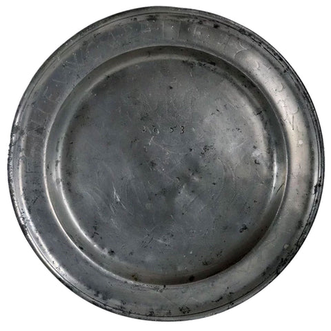Large Continental Pewter Wrigglework Single Reeded Dish / Plate