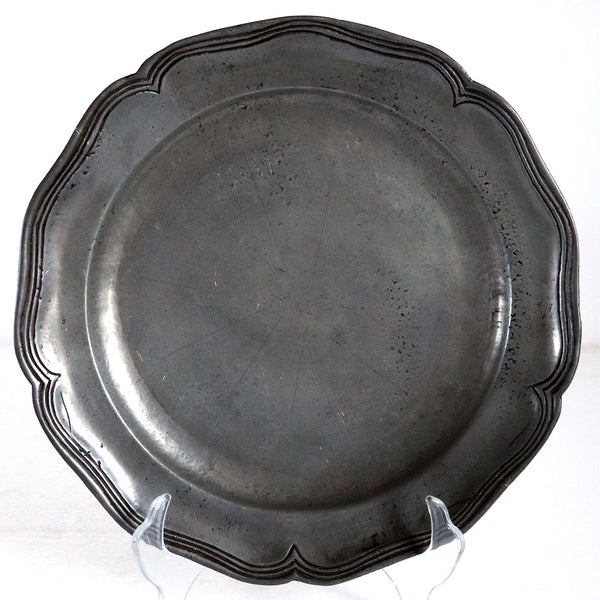 Vintage Continental Pewter Wavy Edge Multi-Reed Plate