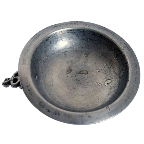 French Pewter One-Handle Wine Tasting Bowl (Tastevin)