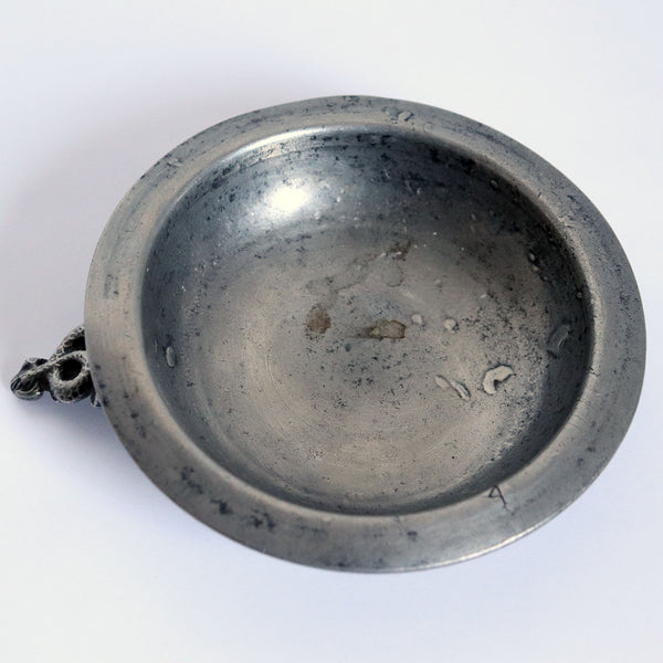 French Pewter One-Handle Wine Tasting Bowl (Tastevin)