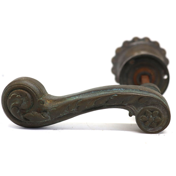 French Patinated Bronze Knob and Lever Door Handle