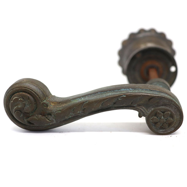 French Patinated Bronze Knob and Lever Door Handle