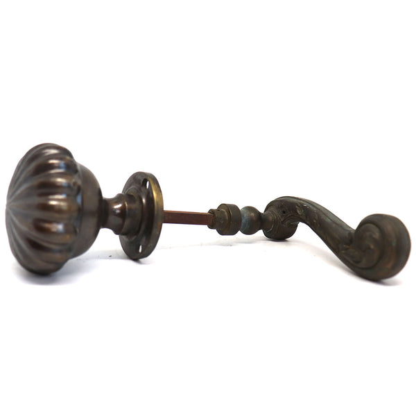 French Patinated Bronze Knob and Lever Door Handle