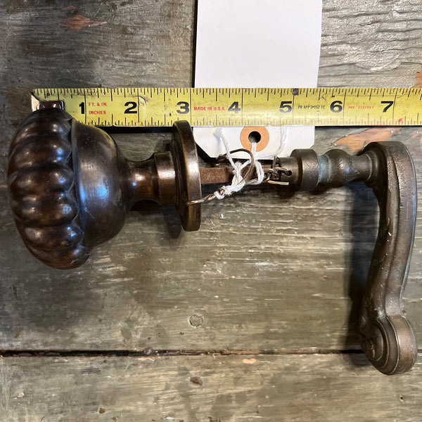 French Patinated Bronze Knob and Lever Door Handle