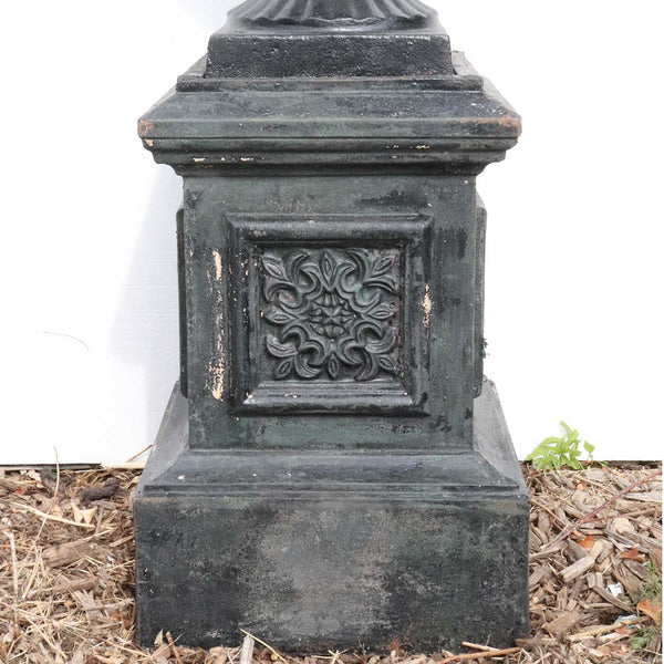 Vintage Neoclassical Painted Cast Iron Garden Urn on Pedestal
