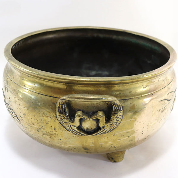 Japanese Meiji Polished Bronze Round Footed Two-Handle Censer / Planter