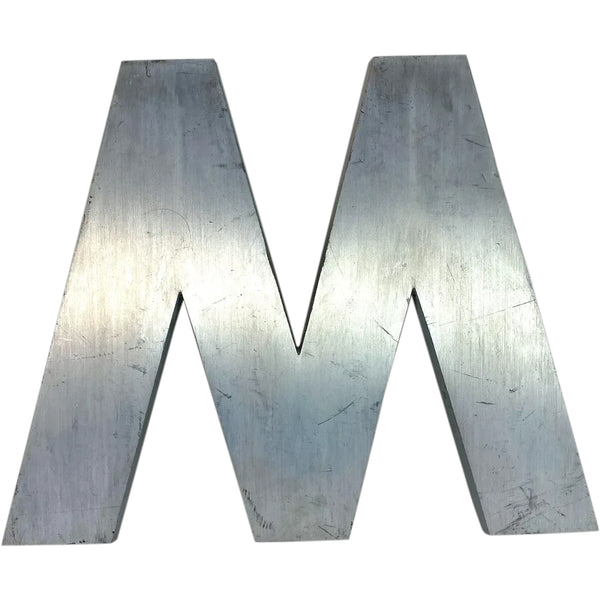 Vintage American Spanjer Brothers Brushed Aluminum Letter M or W Building Sign