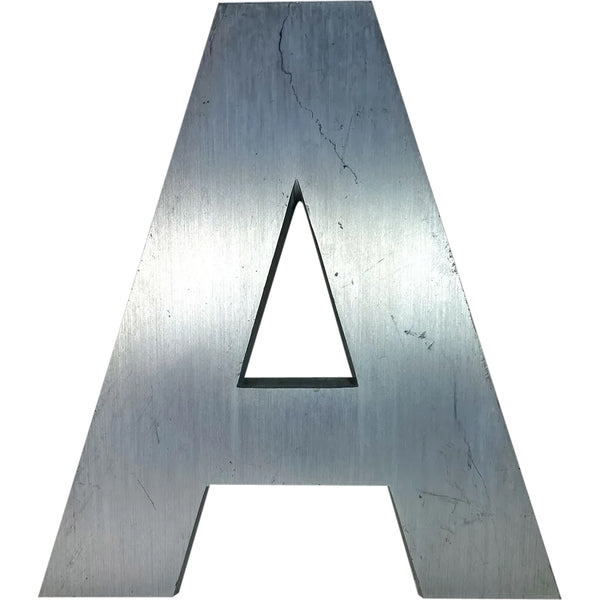Vintage American Spanjer Bros. Brushed Aluminum Letter A Building Sign [4 available]