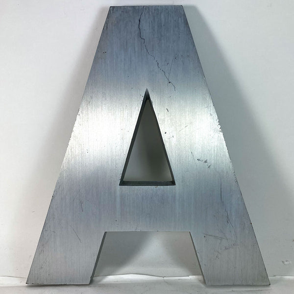 Vintage American Spanjer Bros. Brushed Aluminum Letter A Building Sign [4 available]