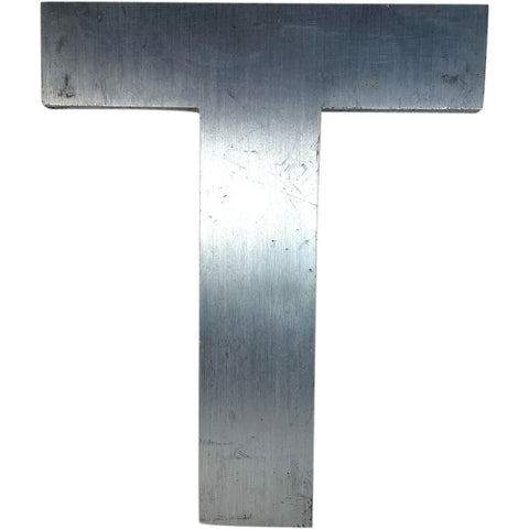 Vintage American Spanjer Brothers Brushed Aluminum Letter T Building Sign [3 available]