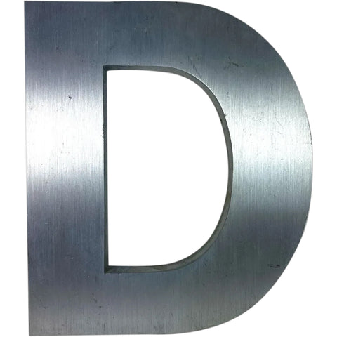 Vintage American Spanjer Bros Brushed Aluminum Letter D Building Sign