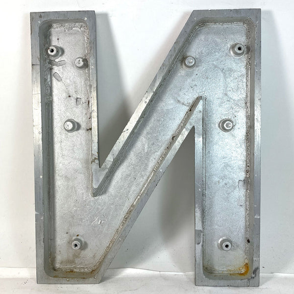 Vintage American Spanjer Brothers Aluminum Letter N Building Sign [5 Available]