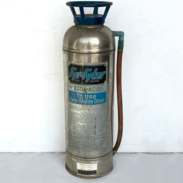 Vintage American Industrial Fyr-Fyter Chrome Plate Copper Fire Extinguisher