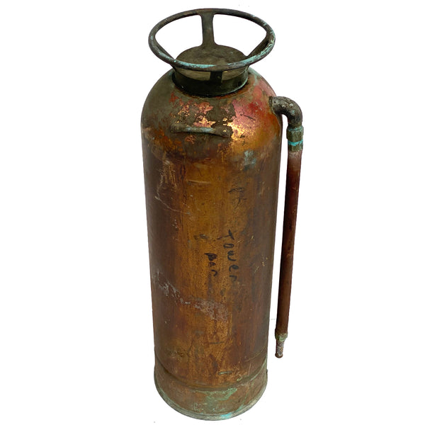 Vintage American Industrial Randolph Copper Soda-Acid Fire Extinguisher