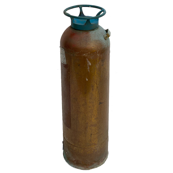 Vintage American Industrial Copper and Blue Enamel Hand Fire Extinguisher