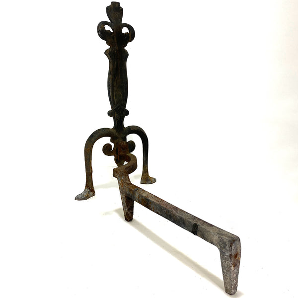 Pair of American Cahill Iron Works Cast Iron Fireplace Andirons
