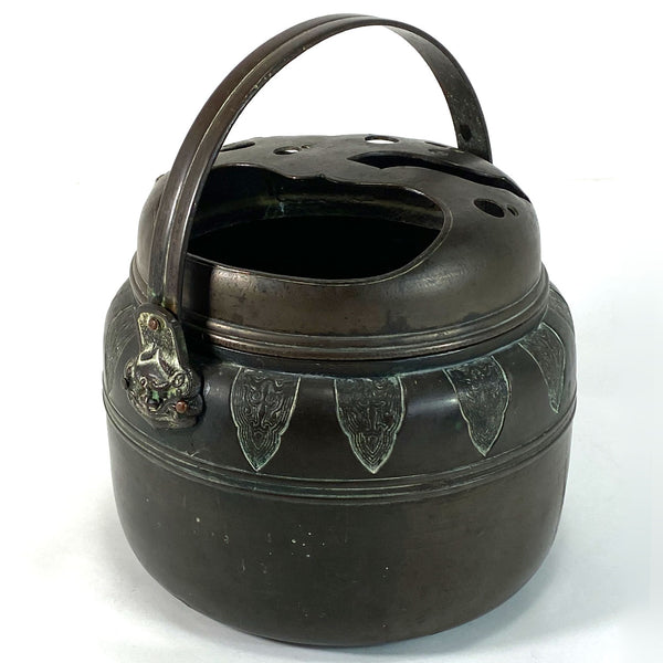 Japanese Meiji Patinated Bronze Portable Hand Warmer