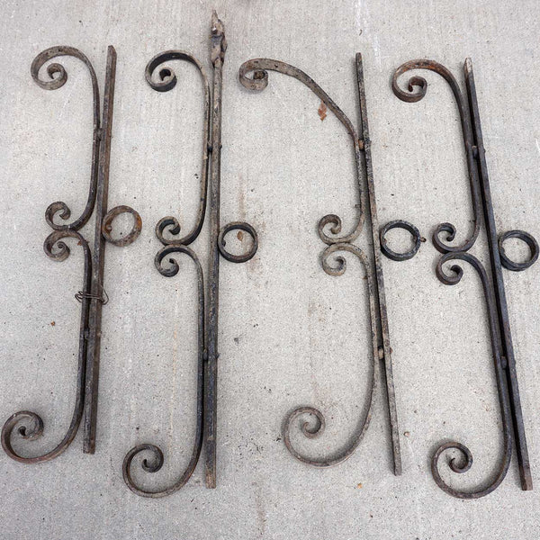 Four French Beaux Arts Wrought Iron Architectural Scrolls
