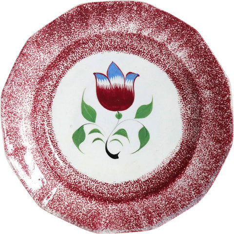 English Blackhurst & Tunnicliffe Stoneware Pottery Spatterware Tulip Plate