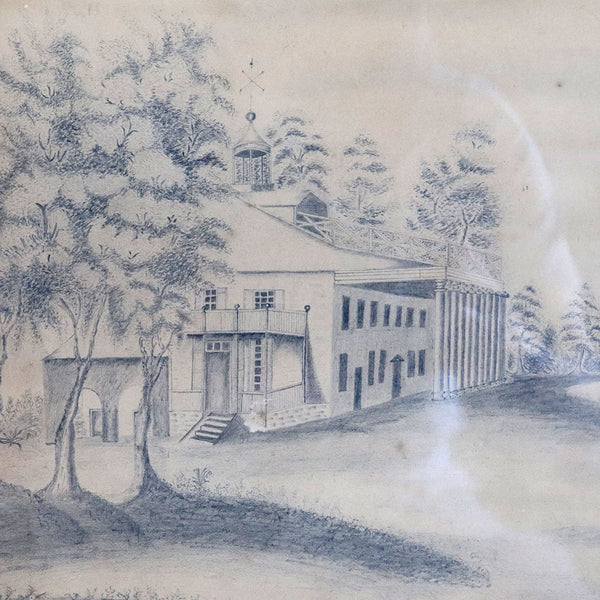 American School Pencil on Paper Drawing, Washington's House