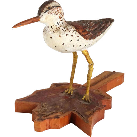 Vintage American Folk Art RH Painted Wood Spotted Sandpiper Shorebird Decoy