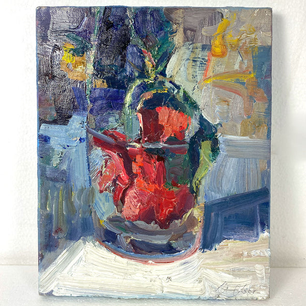 MIKAEL OLSON Oil on Canvas Painting, Flower in Glass