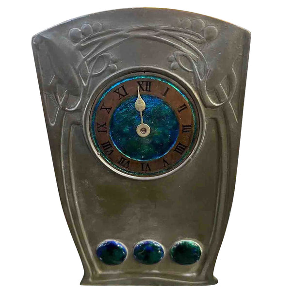 English Archibald Knox for Liberty Pewter and Enamel Tudric Mantel Clock