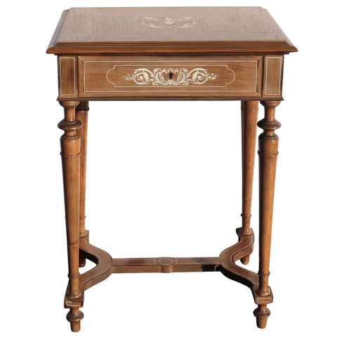 Continental Marquetry Inlaid Hardwood and Satinwood Dressing Side Table