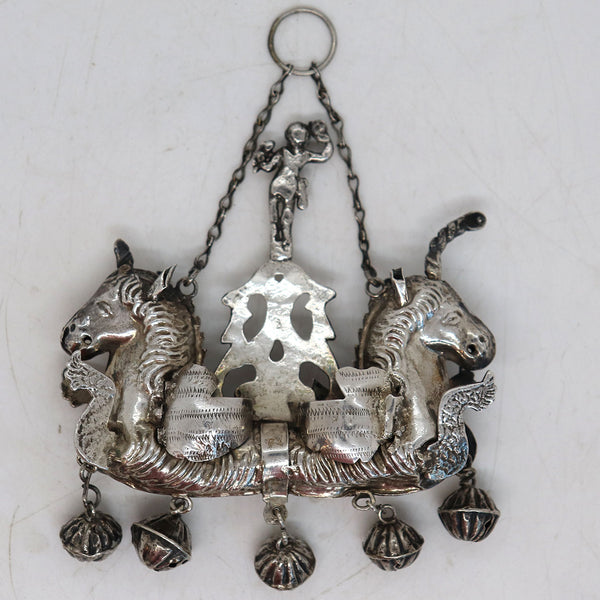 Rare Italian Naples Rococo Silver Child's Hanging Rattle