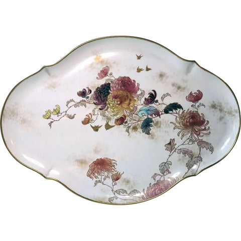 Large English Doulton & Company Porcelain Gilt Chrysanthemum Tray