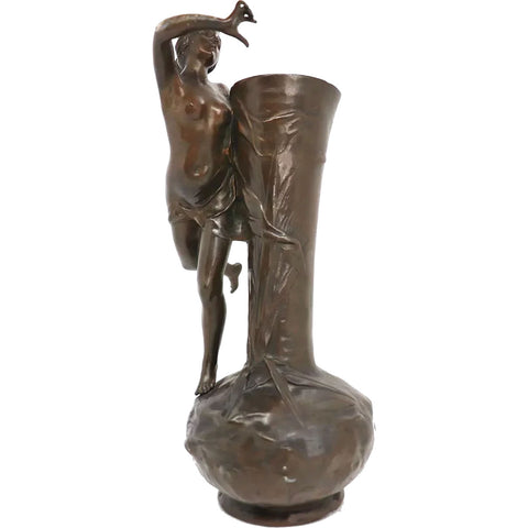 ANTOINE BOFILL Art Nouveau Patinated Bronze Figural Vase