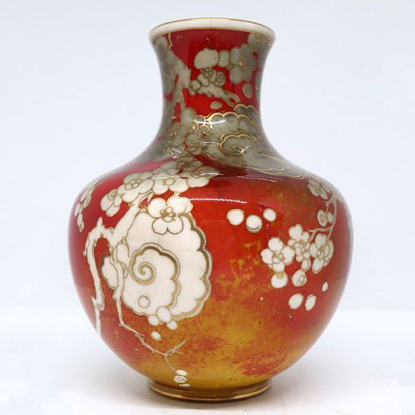 English Royal Doulton Harry Nixon Porcelain Red Flambe Kingfisher Vase