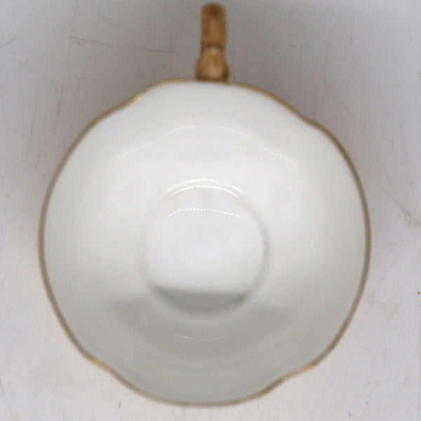 English Royal Worcester Gilt Porcelain Blush Ivory Floral Cup and Saucer