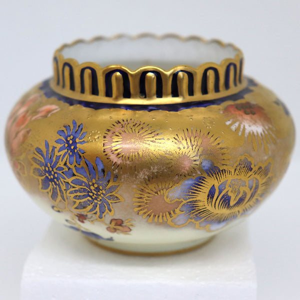 Small English Royal Crown Derby Gold Gilt Porcelain Cabinet Vase / Bowl