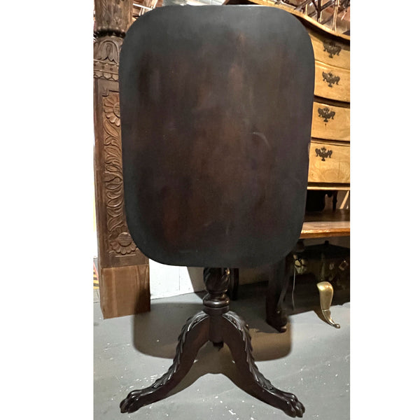 American Empire Mahogany Tilt-Top Pedestal Rectangular Tea Table